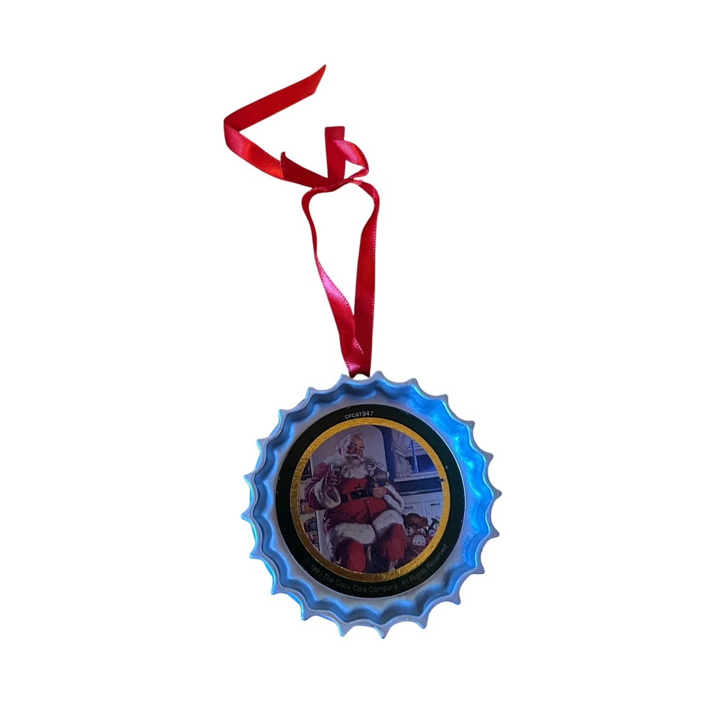 Coca Cola Santa‎ Claus Christmas Ornament Vintage 1993 Bottle Cap Design Holiday